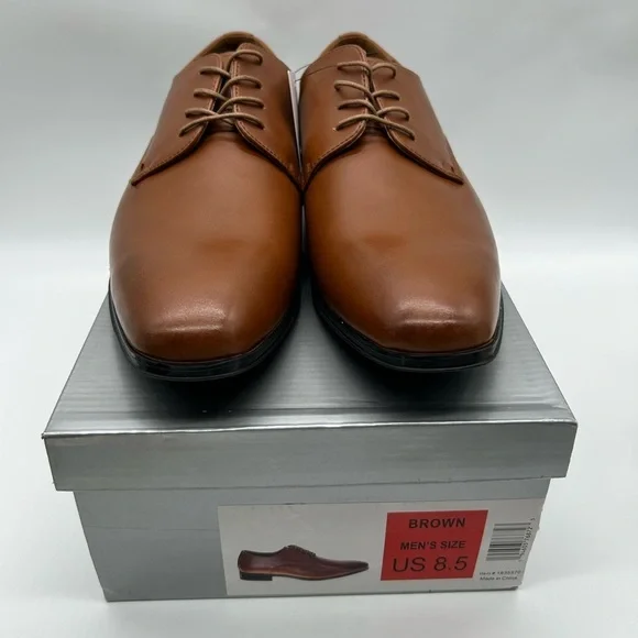 Perry Ellis Classic Brown Leather Oxford Dress Shoes Size 8.5 NWB - Picture 12 of 12